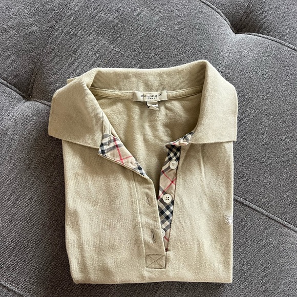 Girls Burberry Beige Polo Shirt - Main Image